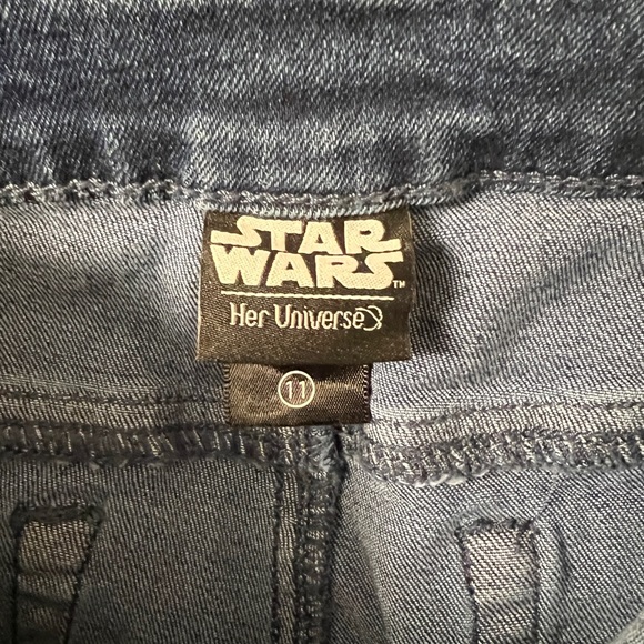 Star Wars Rainbow Bell Bottom High Waist Stretch Denim Flare Jeans retro - Picture 8 of 9